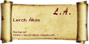 Lerch Ákos névjegykártya